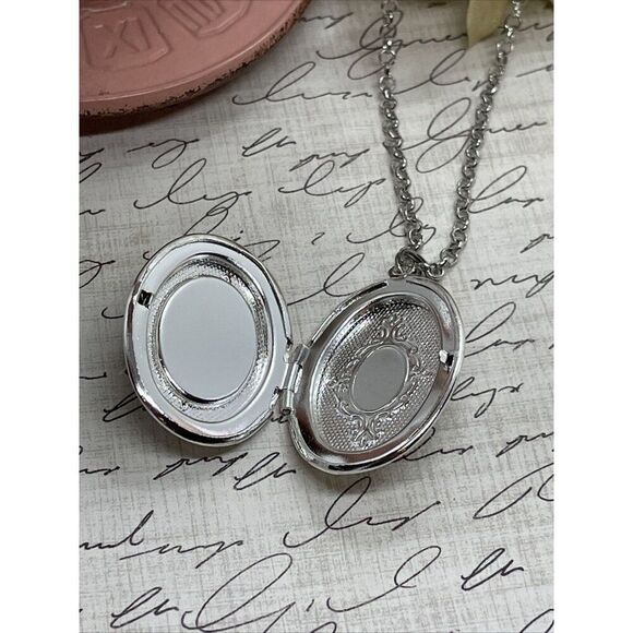 Dainty Cameo Dragonfly Locket Silver Easter Mom Blue White Daughter Gift Wedding - Picture 7 of 12